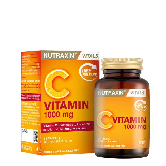 Nutraxin Vitamin C 1000 mg box and 30-tablet bottle